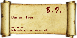 Berar Iván névjegykártya